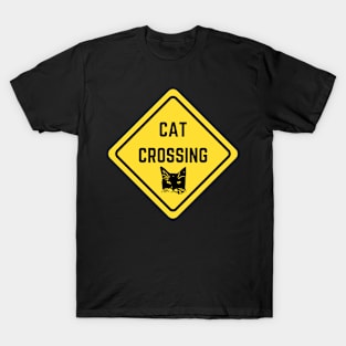 Cat crossing warning sign T-Shirt